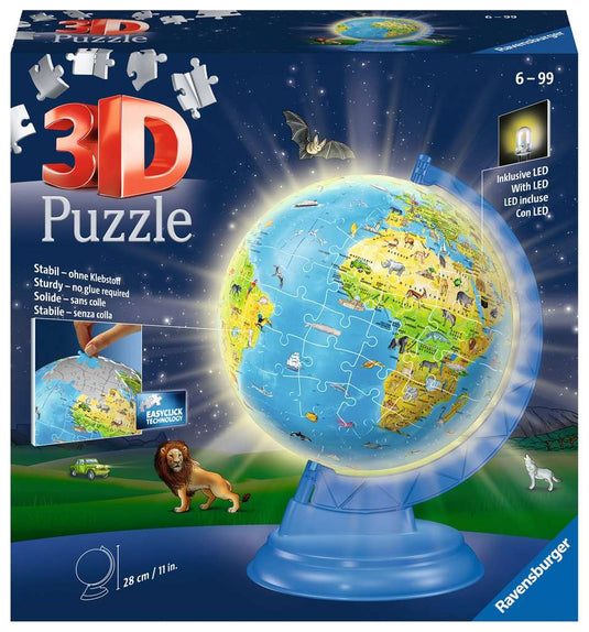 3D Children's Globe Night Edition 180 Piece Puzzle by Ravensburger - 1