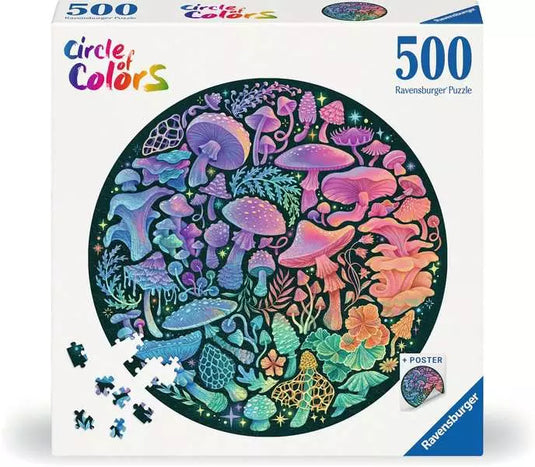 Mushrooms Round 500 Piece Jigsaw Puzzle by Ravensburger - 1