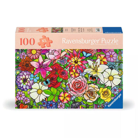 Tiffany Flowers 100 Piece Jigsaw Puzzle by Ravensburger - 1