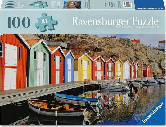 Colorful Houses in Sweden 100 Piece Jigsaw Puzzle by Ravensburger