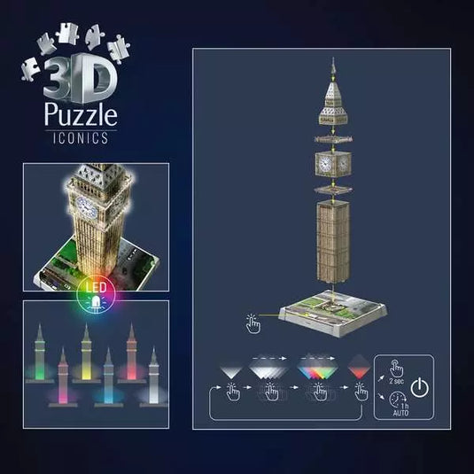 Iconics 3D Big Ben Night Ed 216 Piece Jigsaw Puzzle by Ravensburger