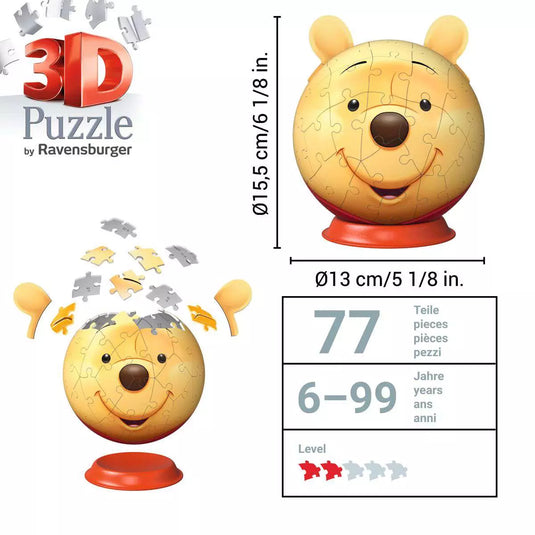 Winnie the Pooh 72 Piece Head w/Ears 3D Puzzle by Ravensburger