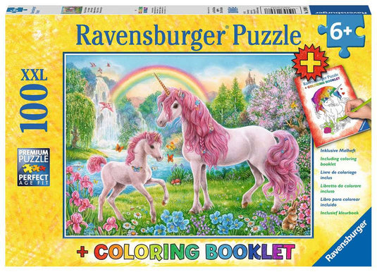 Magical Unicorns 100 Pieces + Coloring Book by Ravensburger - 1