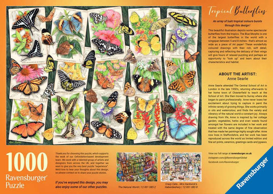 Tropical Butterflies 1000 Piece Jigsaw Puzzle by Ravensburger - 3