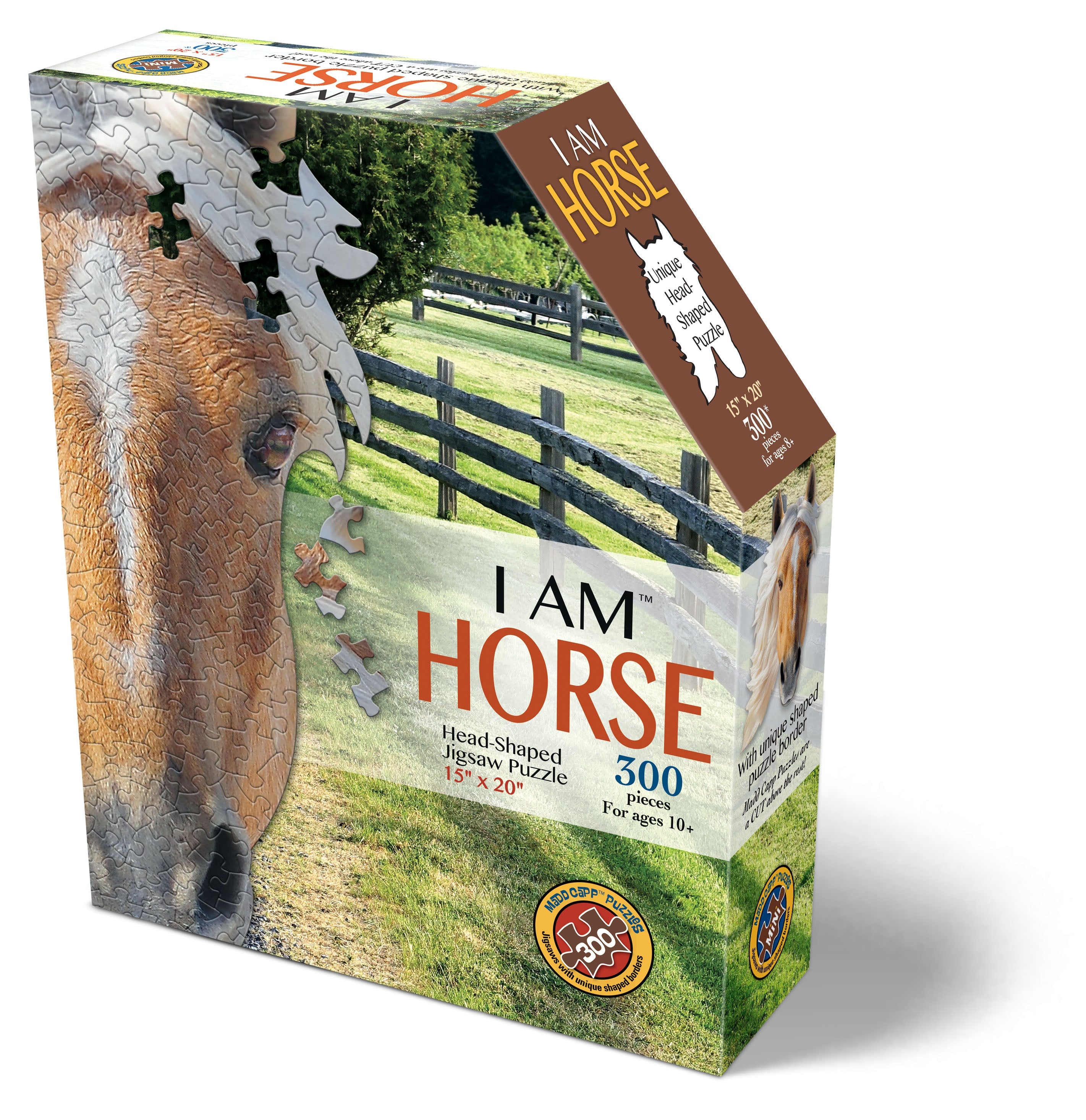 Madd Capp I AM BISON 300 Piece Jigsaw Puzzle - Animal Shaped Border, Challenging Random Cut, 20x17 Inches, Includes Fun Facts