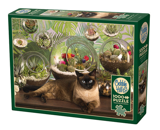 Terrarium Cat 1000 Piece Jigsaw Puzzle by Cobble Hill - 1