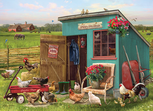 The Happy Hen House 1000 Piece Jigsaw Puzzle by Cobble Hill - 2