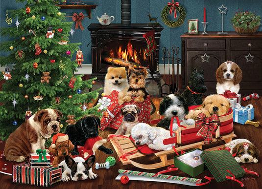Christmas Puppies 500 Piece Jigsaw Puzzle by Cobble Hill - 2