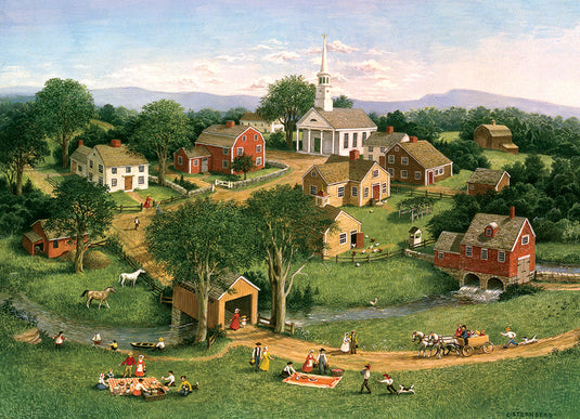 Picnic by the Bridge 1000 Piece Jigsaw Puzzle by Cobble Hill - 2