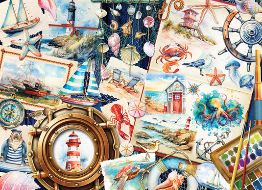 Seashore Sketchbook 1000 Piece Jigsaw Puzzle by Cobble Hill - 2