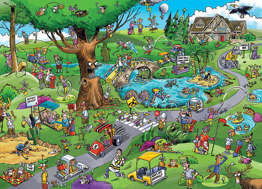 DoodleTown: Par for the Course 1000 Piece Jigsaw Puzzle by Cobble Hill - 2