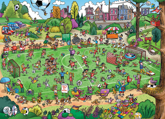 DoodleTown: Offside Antics 1000 Piece Jigsaw Puzzle by Cobble Hill - 2