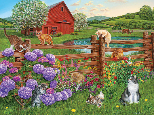 Farm Cats 275 (Easy Handling) Piece Jigsaw Puzzle by Cobble Hill - 2