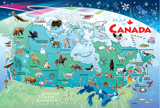 Map of Canada 48 Piece Floor Jigsaw Puzzle by Cobble Hill - 2
