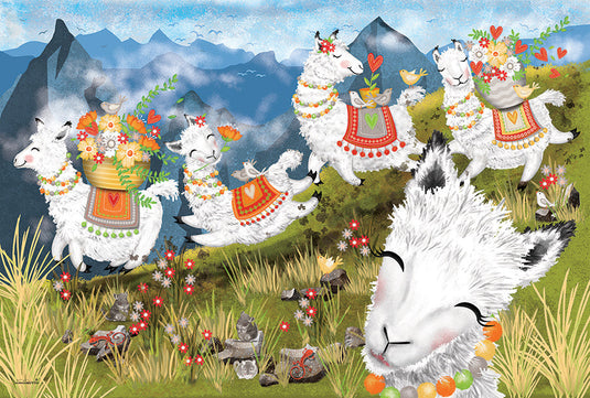 Leaping Llamas 36 Piece Floor Jigsaw Puzzle by Cobble Hill - 2