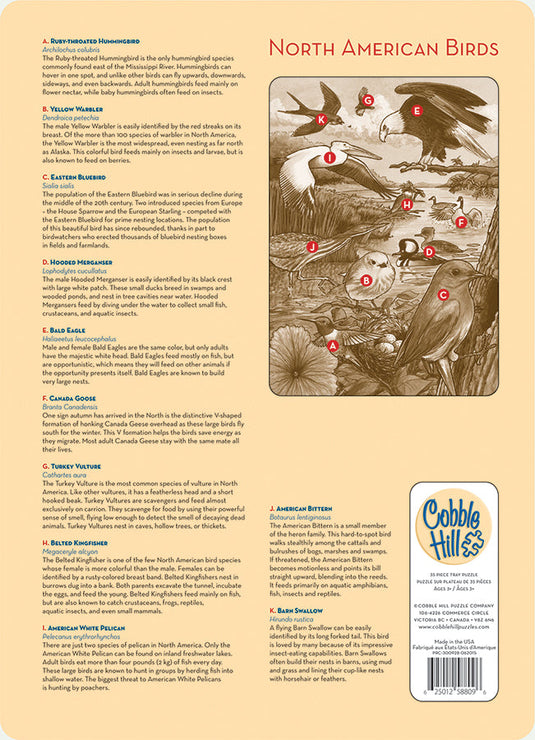 North American Birds 35 Piece Tray Jigsaw Puzzle by Cobble Hill - 2