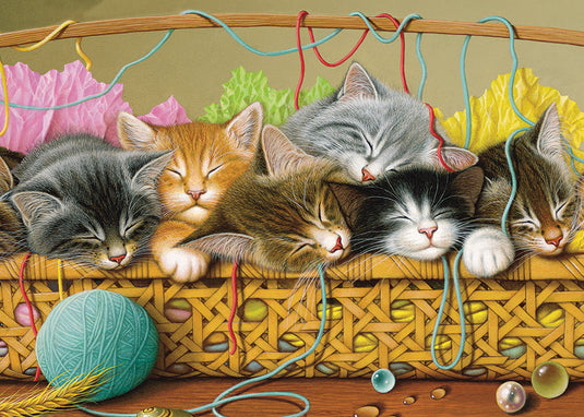 Kittens in Basket 35 Piece Tray Jigsaw Puzzle by Cobble Hill - 1