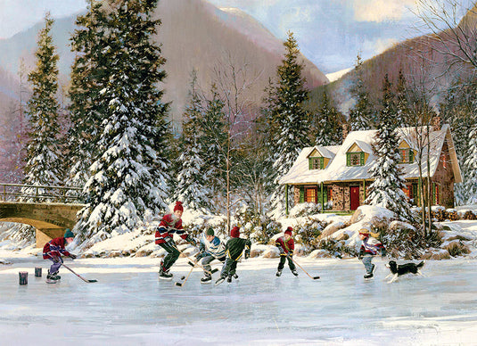 Hockey Pond 35 Piece Tray Jigsaw Puzzle by Cobble Hill - 1