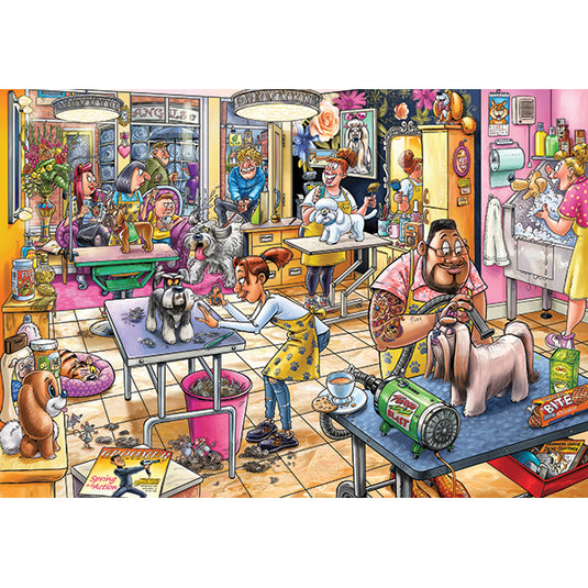 Wasgij Mystery #23: Pooch Parlor! 1000 Piece Jigsaw Puzzle by Jumbo - 2