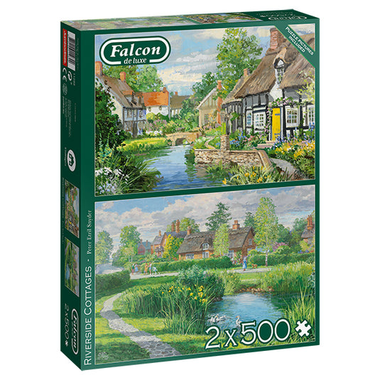 Riverside Cottage 2x 500 Piece Jigsaw Puzzle by Falcon - 1