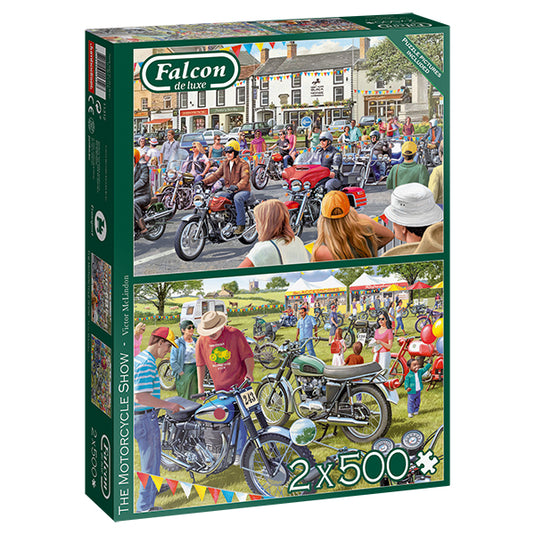 The Motorcycle Show 2x 500 Piece Jigsaw Puzzle by Falcon - 1