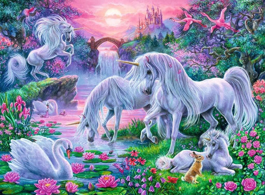 Unicorns in Sunset Glow 150 Piece XXL Jigsaw Puzzle by Ravensburger - 1