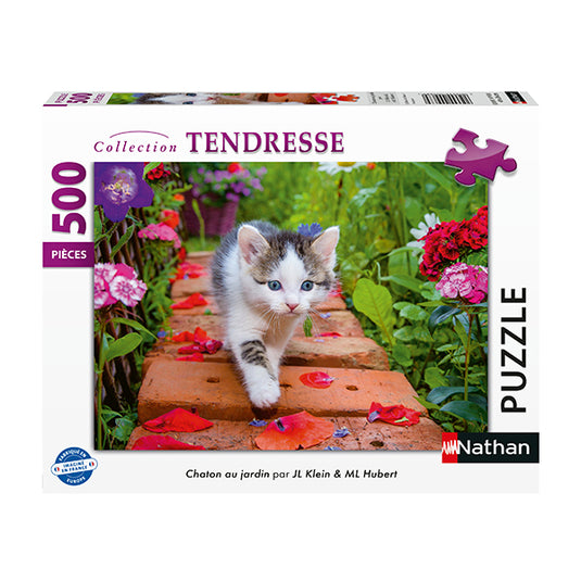 Chaton Au Jardin / Jl Klein & Ml Hubert 500 Piece Jigsaw Puzzle by Nathan - 1