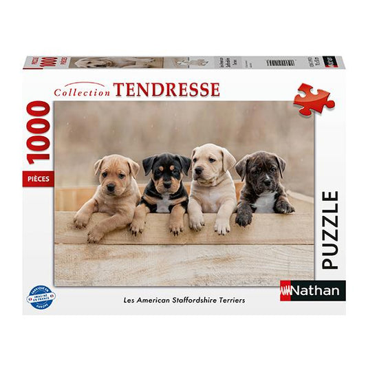 American Staffordshire Terriers 1000 Piece Jigsaw Puzzle by Nathan - 1
