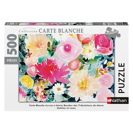 Dahlias and Roses 500 Piece Jigsaw Puzzle by Nathan - 1