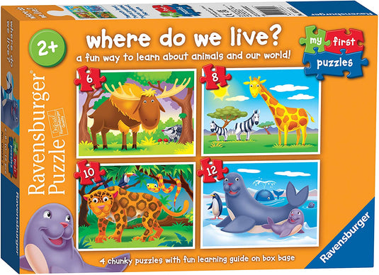 My First Puzzle Where do We Live 6, 8, 10, 12 Piece Jigsaw Puzzles by Ravensburger - 1