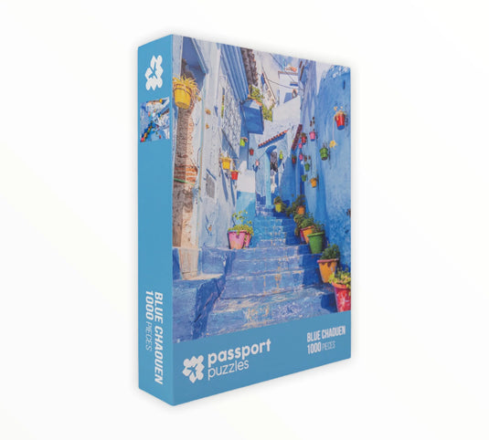 Blue Chaouen 1000 Piece Jigsaw Puzzle by Passport Puzzles