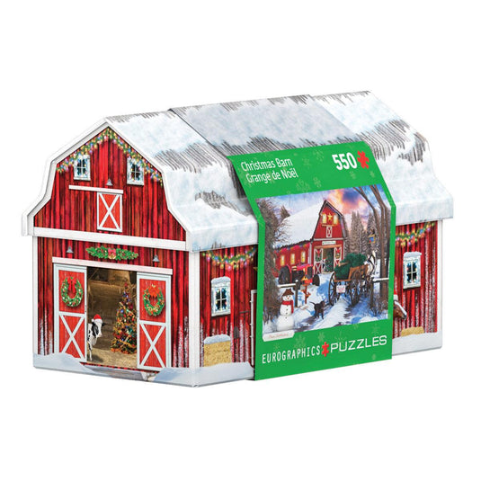 Christmas Barn Tin 550 Piece Jigsaw Puzzle by Eurographics - 1