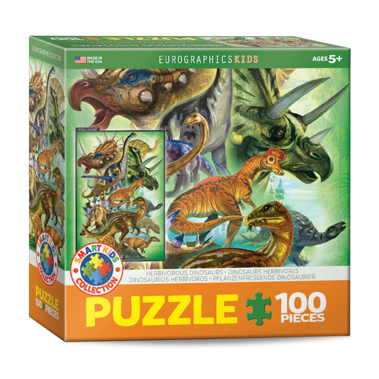 Herbivorous Dinosaurs 100 Piece Jigsaw Puzzle by Eurographics - 1