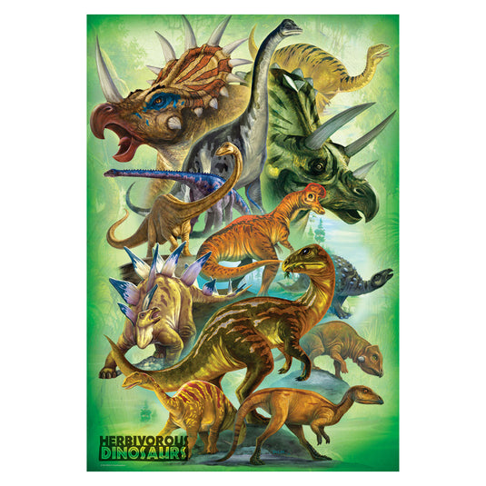 Herbivorous Dinosaurs 100 Piece Jigsaw Puzzle by Eurographics - 2