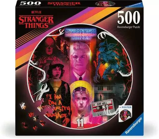 Stranger Things Round 500 Piece Jigsaw Puzzle by Ravensburger - 1