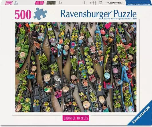 Floating Market, Indonesia 500 Piece Jigsaw Puzzle by Ravensburger