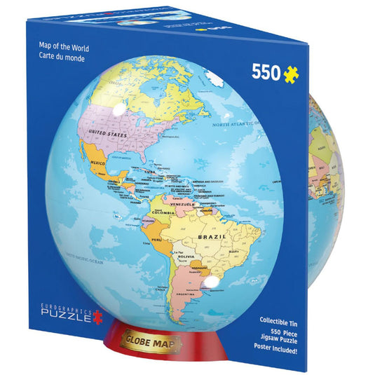 Map of the World Tin 550 Piece Jigsaw Puzzle by Eurographics - 1