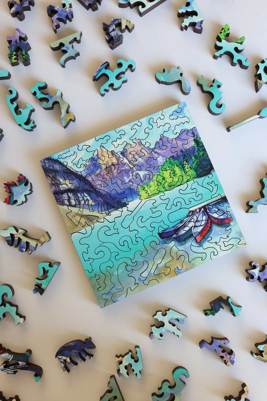 Rock Flour Blue by Kat Wright 57 Piece Wooden Jigsaw Puzzle by Stumpcraft