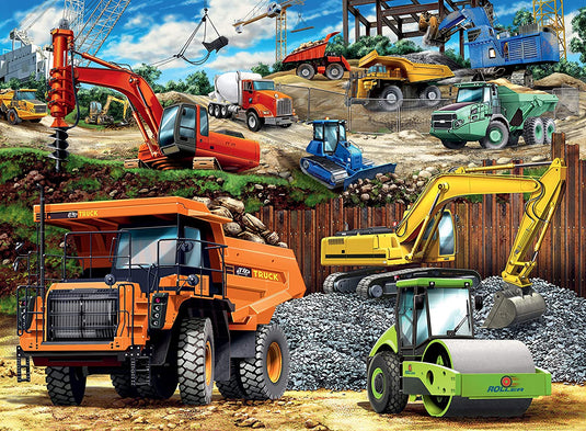 Construction Vehicles 100 Piece XXL Jigsaw Puzzle by Ravensburger - 1
