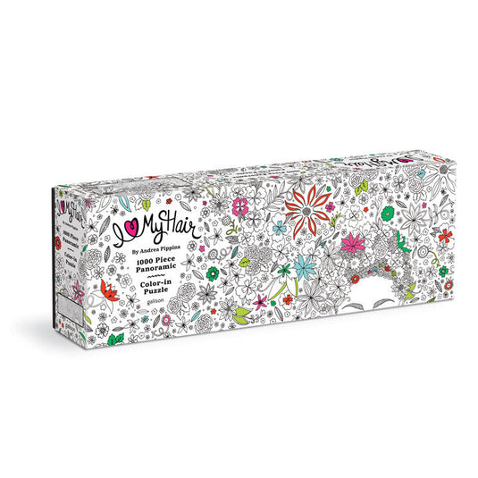 Flowers In Your Hair Color-In 1000 Piece Jigsaw Puzzle by Galison - 1