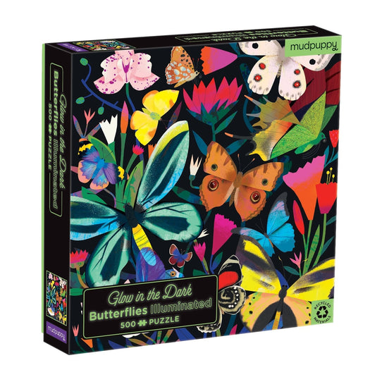 Butterflies Illuminated 500 Piece Glow in the Dark Family Puzzle by Galison - 1