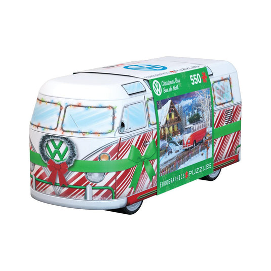 VW Christmas Bus Tin 550 Piece Jigsaw Puzzle by Eurographics - 1