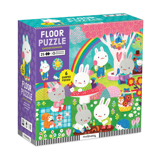 Garden Bunnies 25 Piece Shaped Jigsaw Puzzle by Galison - 1
