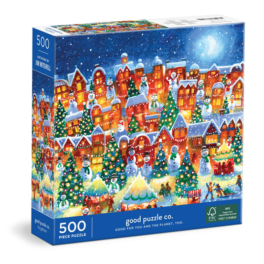Good Puzzle Co. Little Town Lights 500 Piece Jigsaw Puzzle by Galison - 1