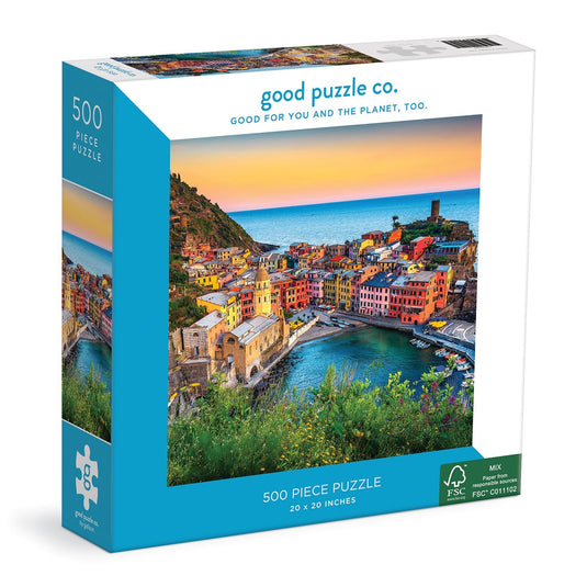 Good Puzzle Co. Sunset at Cinque Terre 500 Piece Jigsaw Puzzle by Galison - 1