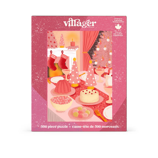 Pink Christmas 500 Piece Puzzle by Villager Puzzles