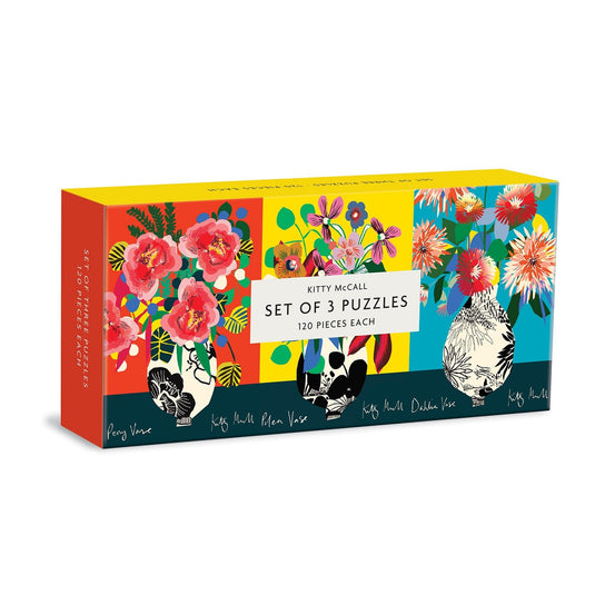 Kitty McCall Jigsaw Puzzle Set 3x 120 Piece Jigsaw Puzzles by Galison - 1