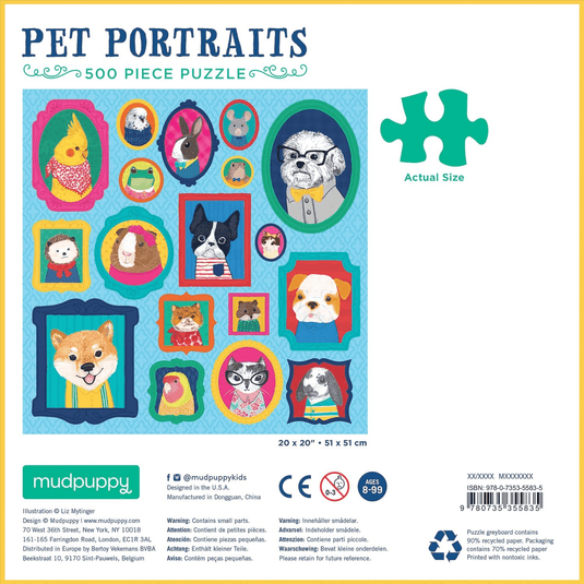 Pet Portraits 500 Piece Puzzle by Galison - 3