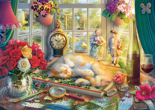 Puzzle Time With Cat 1000 Piece Jigsaw Puzzle by Schmidt Puzzle - 3