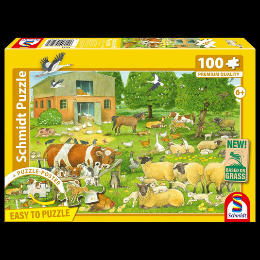 Animals On The Farm 100 Piece Jigsaw Puzzle by Schmidt Puzzle - 1